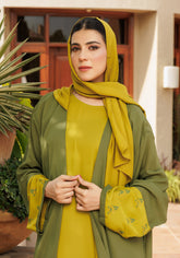 Hijabi.Pk Golden Olive Abaya